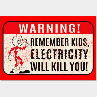 Reddy Kilowatt Kids Electricity will kill you Posters and Art